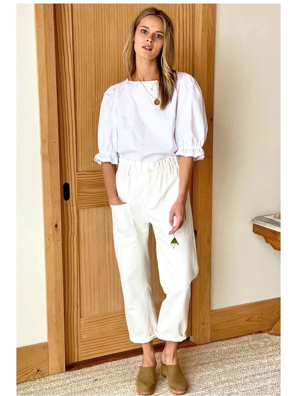 Emerson Fry Organic Cotton & Hemp Orchard Pants Sz M Ivory Utility Sustainable